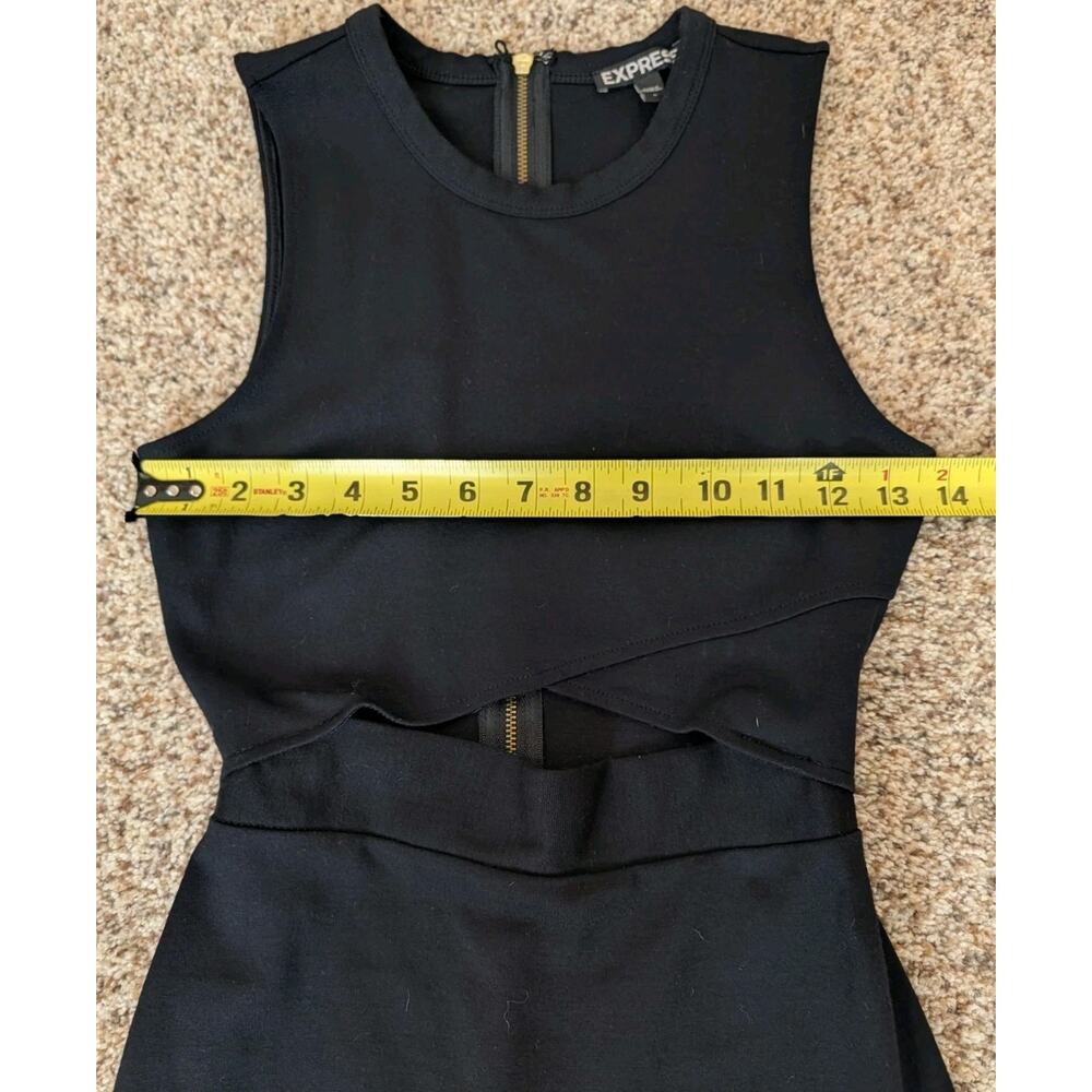 Mini BodyCon Dress Black Sleeveless Cutout Express Size 0 - Picture 7 of 10